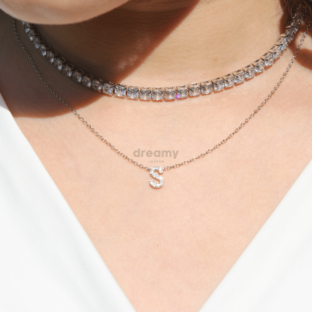 White Gold Initial Necklace